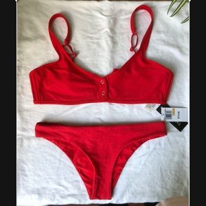 NWT Red Tavik Ribbed Bikini Small